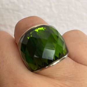 Simona Collini Italy Green faceted crystal stainless steel ring size 7 3/4